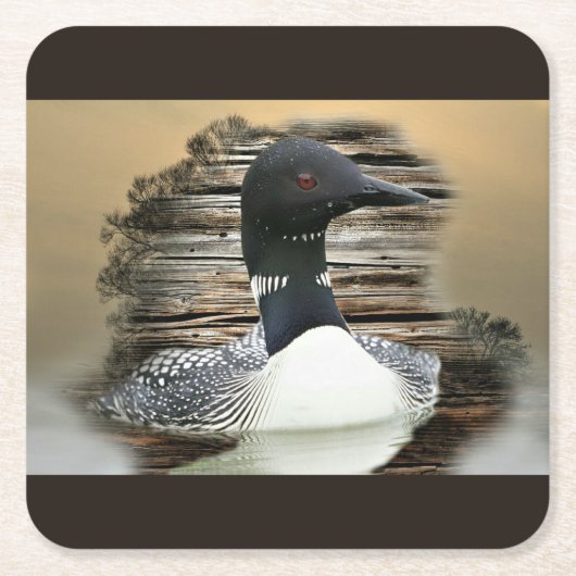 Loon Rechteckiger Pappuntersetzer (Vorderseite)