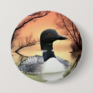 Loon Reflections Button