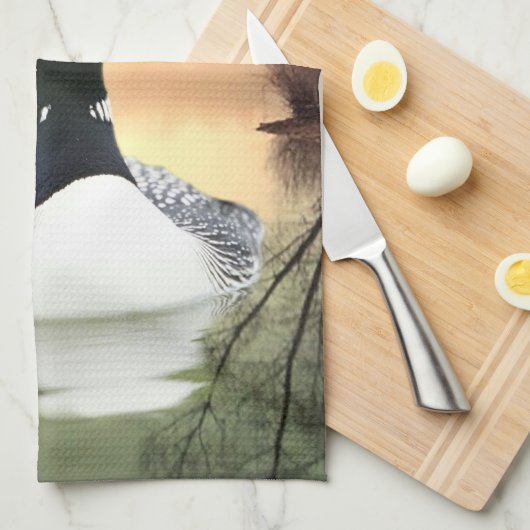 Loon Reflections Geschirrtuch (Viertel Falte)