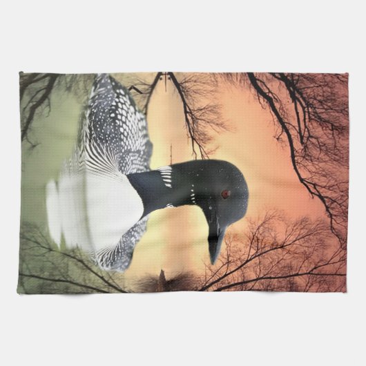 Loon Reflections Geschirrtuch (Horizontal)