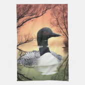 Loon Reflections Geschirrtuch (Vertikal)