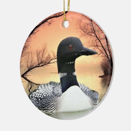 Loon Reflections Keramik Ornament (Links)