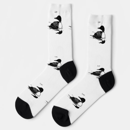 Loon Schwimmvogel Kunst Thunder_Cove Socken (Linkes Detail)
