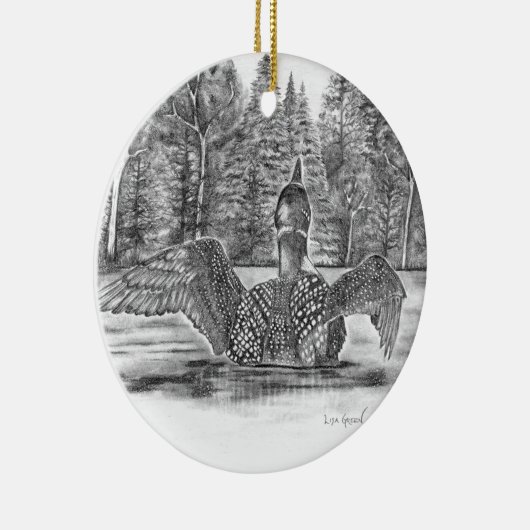 Loon Spreading Wings Keramik Ornament (Rechts)