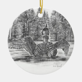 Loon Spreading Wings Keramik Ornament