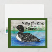 Loon Staat Bird Frohe Weihnachten von Minnesota Postkarte (Vorne/Hinten)