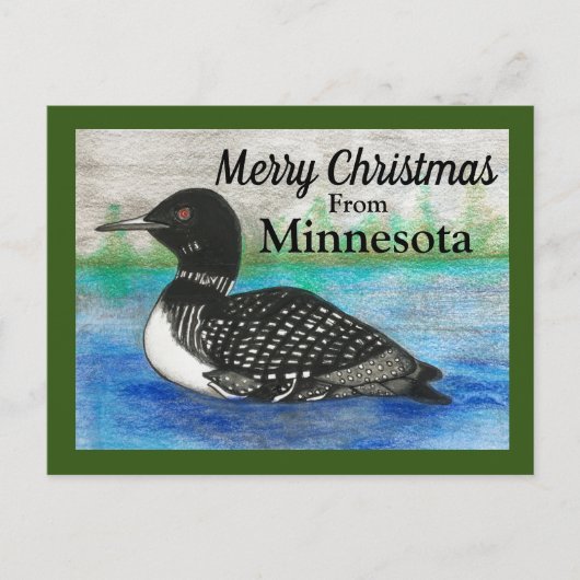 Loon Staat Bird Frohe Weihnachten von Minnesota Postkarte (Vorderseite)