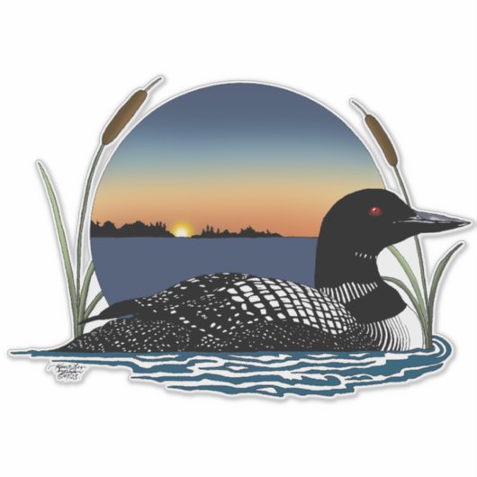 Loon Sunset Blue Aufkleber (Vorderseite)