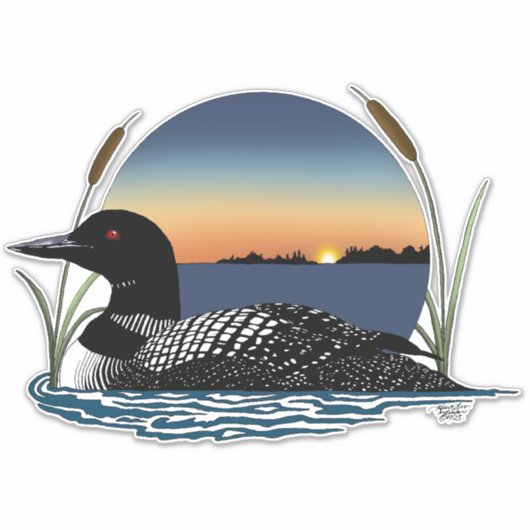 Loon Sunset Blue Aufkleber (Vorderseite)