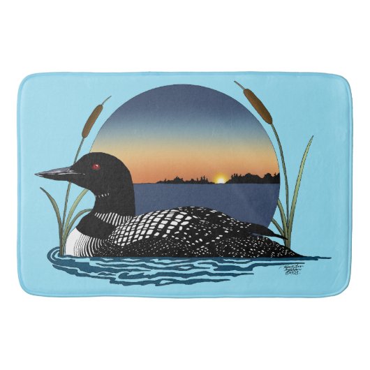 Loon Sunset Blue Badematte (Vorderseite)