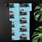 Loon Sunset Blue Badhandtuch Set