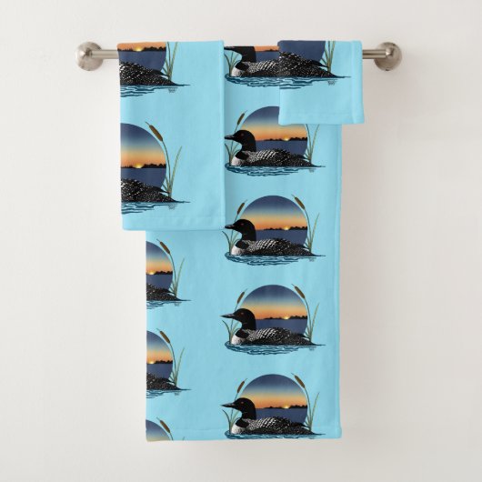Loon Sunset Blue Badhandtuch Set (Insitu)