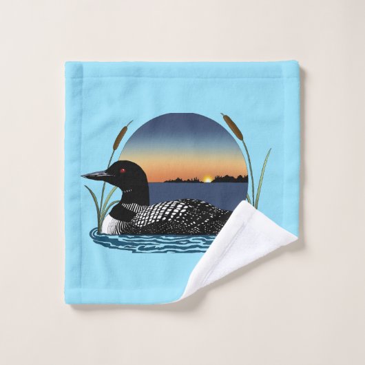 Loon Sunset Blue Badhandtuch Set (Waschlappen)