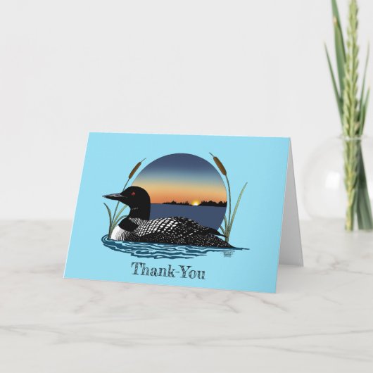 Loon Sunset Blue Dankeskarte (Vorderseite)