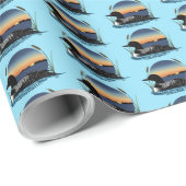 Loon Sunset Blue Geschenkpapier (Rolleneckpunkt)