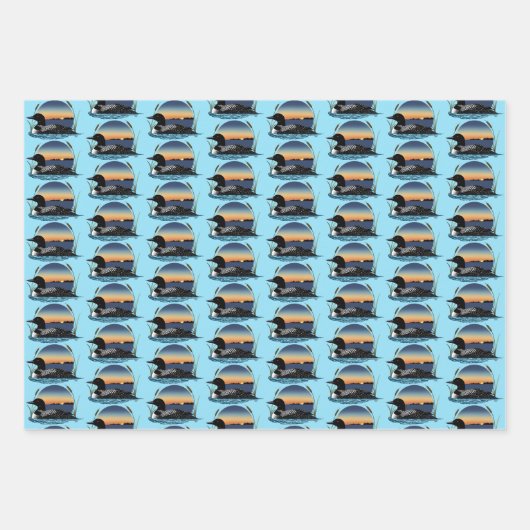 Loon Sunset Blue Geschenkpapier Set (Vorderseite)