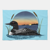 Loon Sunset Blue Geschirrtuch (Horizontal)