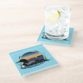 Loon Sunset Blue Glasuntersetzer (Schrägansicht)