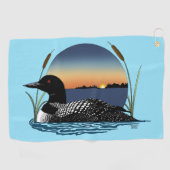 Loon Sunset Blue Golfhandtuch (Horizontal)