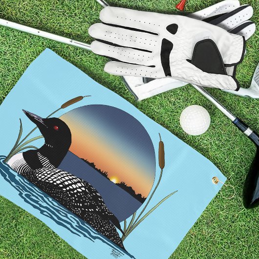 Loon Sunset Blue Golfhandtuch