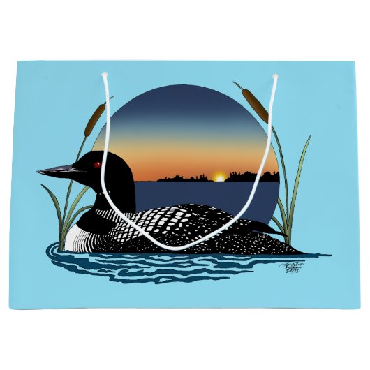 Loon Sunset Blue Große Geschenktüte (Vorderseite)