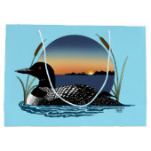 Loon Sunset Blue Große Geschenktüte (Rückseite)