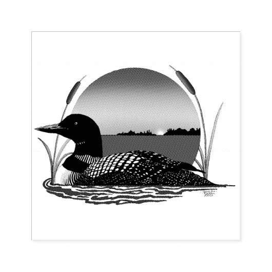 Loon Sunset Blue Gummistempel (Prägung)