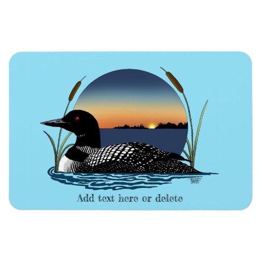 Loon Sunset Blue Magnet (Horizontal)