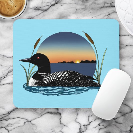 Loon Sunset Blue Mousepad