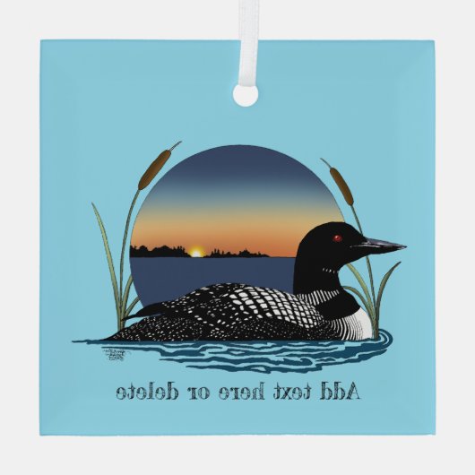 Loon Sunset Blue Ornament Aus Glas (Rückseite)