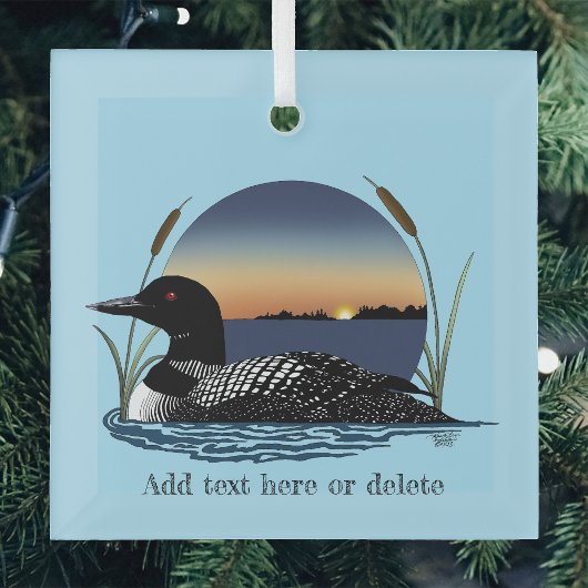 Loon Sunset Blue Ornament Aus Glas