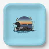 Loon Sunset Blue Pappteller (Vorderseite)