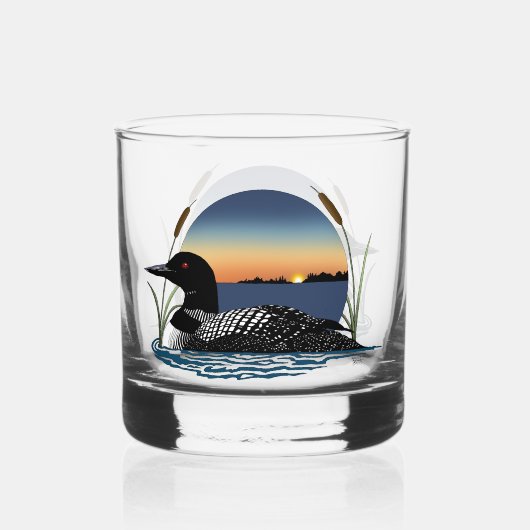 Loon Sunset Blue Whiskyglas (Rückseite)