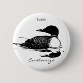 Loon Swimming Bird Art Thunder_Cove Button (Vorderseite)