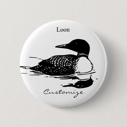 Loon Swimming Bird Art Thunder_Cove Button (Vorderseite)