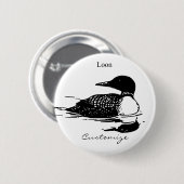 Loon Swimming Bird Art Thunder_Cove Button (Vorne & Hinten)