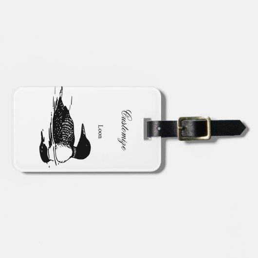 Loon Swimming Bird Art Thunder_Cove Gepäckanhänger (Vorderseite horizontal)