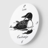Loon Swimming Bird Art Thunder_Cove Große Wanduhr (Winkel)