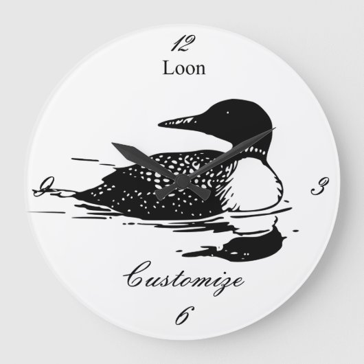 Loon Swimming Bird Art Thunder_Cove Große Wanduhr (Vorderseite)