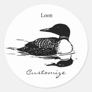 Loon Swimming Bird Art Thunder_Cove Runder Aufkleber