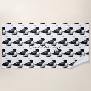 Loon Swimming Bird Art Thunder_Cove Strandtuch
