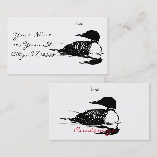 Loon Swimming Bird Art Thunder_Cove Visitenkarte (Vorne/Hinten)