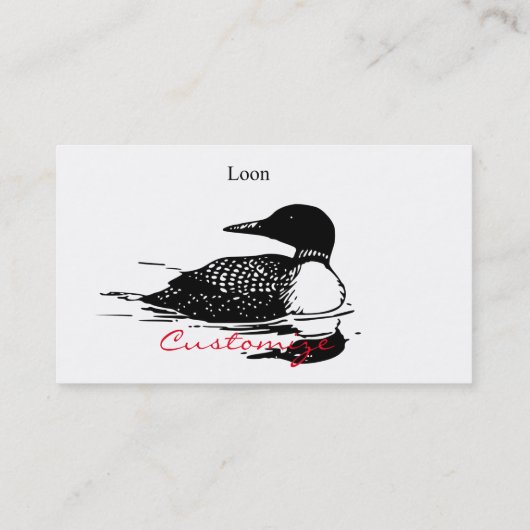 Loon Swimming Bird Art Thunder_Cove Visitenkarte (Rückseite)