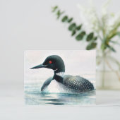 Loon Swimming Wassersport Art Postkarte (Stehend Vorderseite)