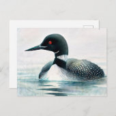 Loon Swimming Wassersport Art Postkarte (Vorne/Hinten)