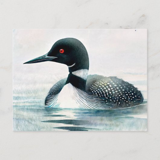 Loon Swimming Wassersport Art Postkarte (Vorderseite)