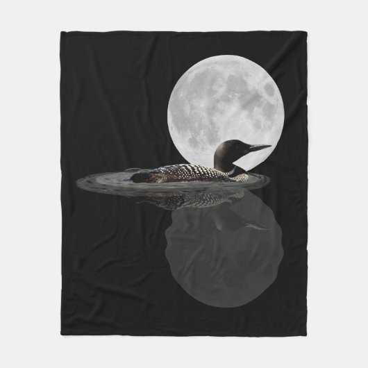 Loon Swims im Mondlicht Fleece Blanket (Vorderseite)