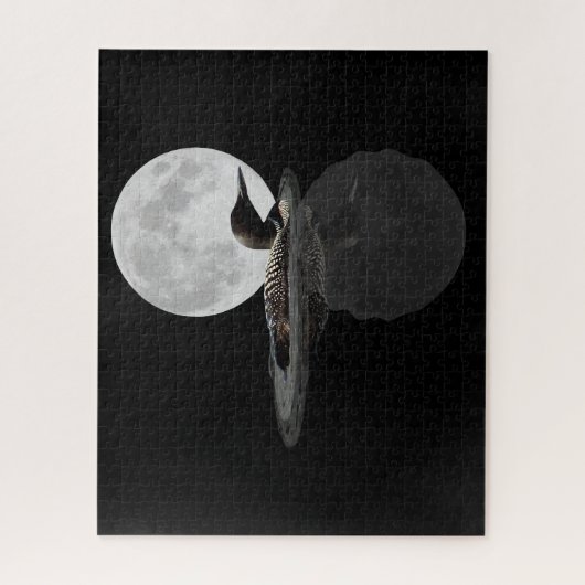 Loon Swims im Mondlicht Jigsaw Puzzle (Vertikal)