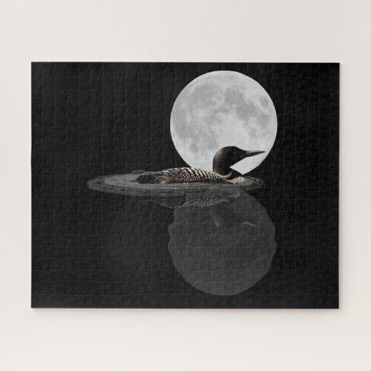 Loon Swims im Mondlicht Jigsaw Puzzle (Horizontal)