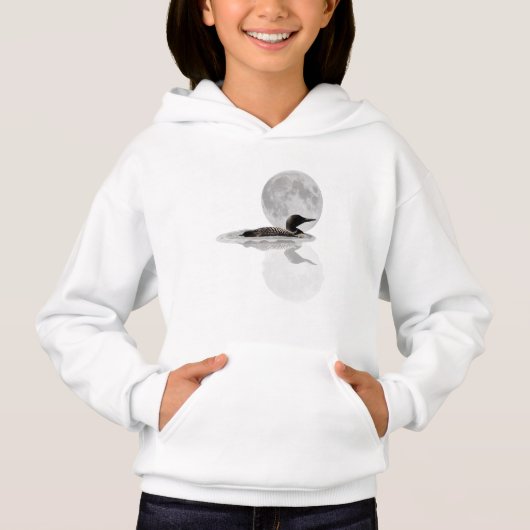 Loon Swims im Mondlicht Kindermädchen Hoodie (Vorderseite)
